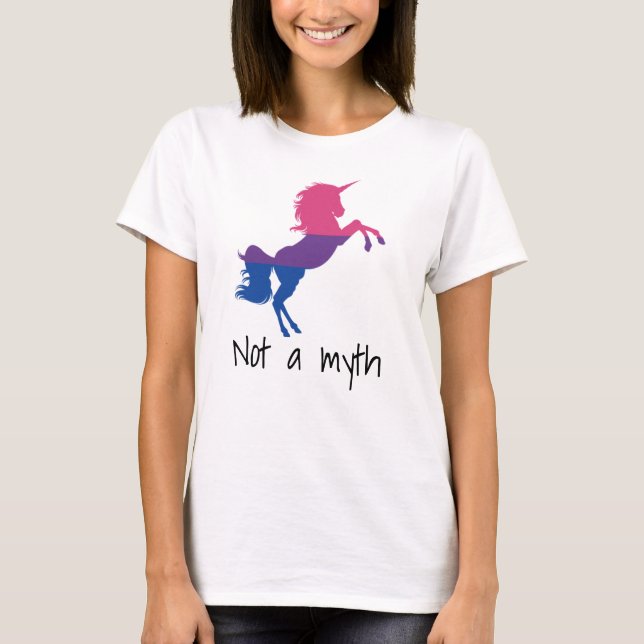 Bisexual LGBT Unicorn Pink Purple Not a Myth T-Shirt (Front)
