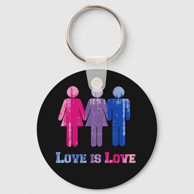 Bisexual Love is Love distressed.png Key Ring (Front)