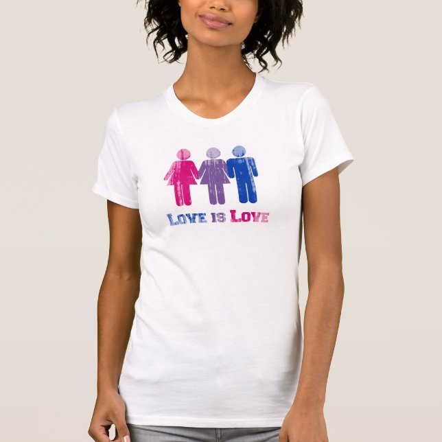 Bisexual Love is Love distressed T-Shirt (Front)