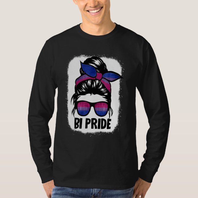 Bisexual Messy Bun Lgbt Q Cool Subtle Bi Pride Fla T-Shirt (Front)