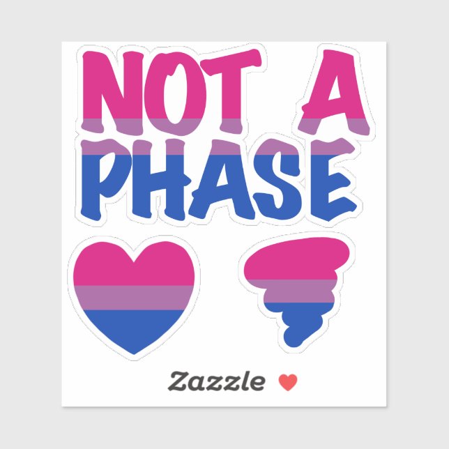 Bisexual Not Phase Heart Custom-Cut Vinyl Sticker (Sheet)