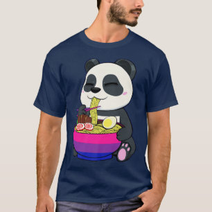 Bisexual Panda Eating Ramen LGBT-Q Cute Subtle Bi  T-Shirt