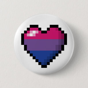 Bisexual Pixel Heart 6 Cm Round Badge
