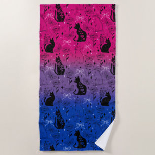Bisexual Pride Black Cat - Mystical Witchy Beach Towel