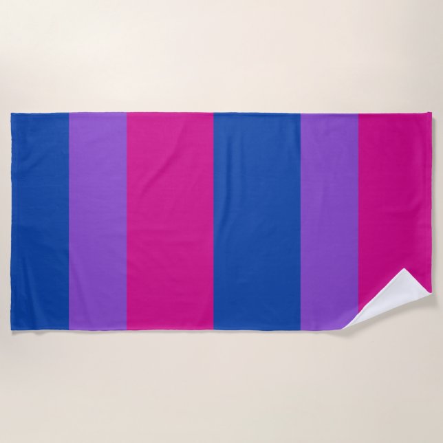 Bisexual Pride, Bold Stripes, LGBTQ PRIDE Beach To Towel (Front)
