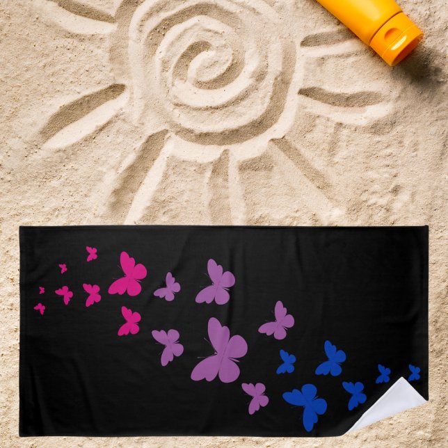 Bisexual Pride Butterfly Trail Beach Towel (Creator Uploaded)