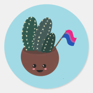 Bisexual Pride Cactus Classic Round Sticker