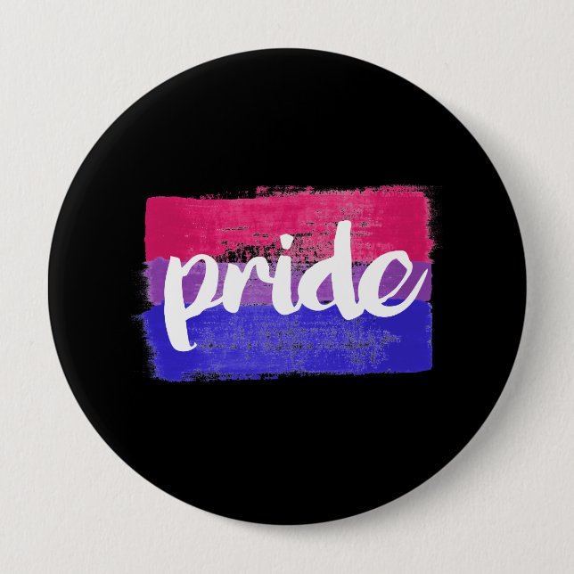 BISEXUAL PRIDE CALLIGRAPHY - PAINTED BISEXUAL PRID 10 CM ROUND BADGE (Front)