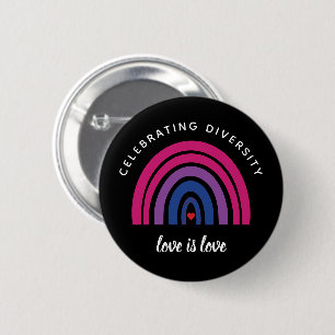 Bisexual Pride Celebrating Diversity Love Is Love 6 Cm Round Badge