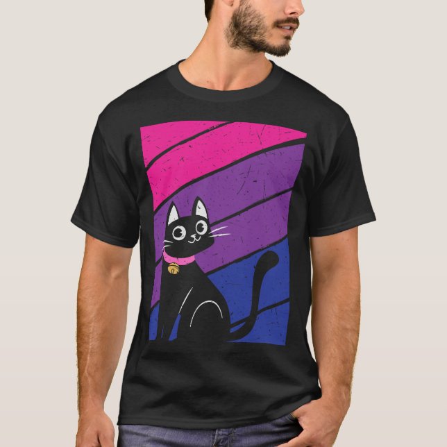 Bisexual Pride Flag and Bisexual Cat T-Shirt (Front)