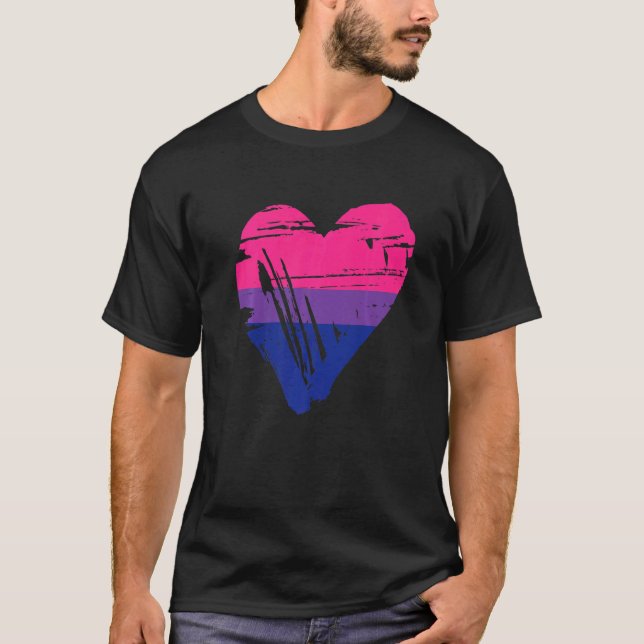 Bisexual Pride Flag Bi Heart Bisexual Flag Premium T-Shirt (Front)
