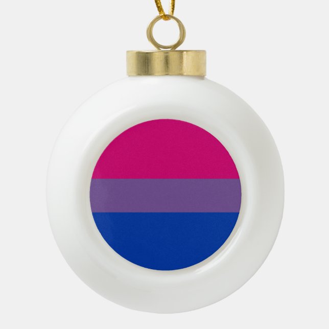 Bisexual Pride Flag Ceramic Ball Christmas Ornament (Front)