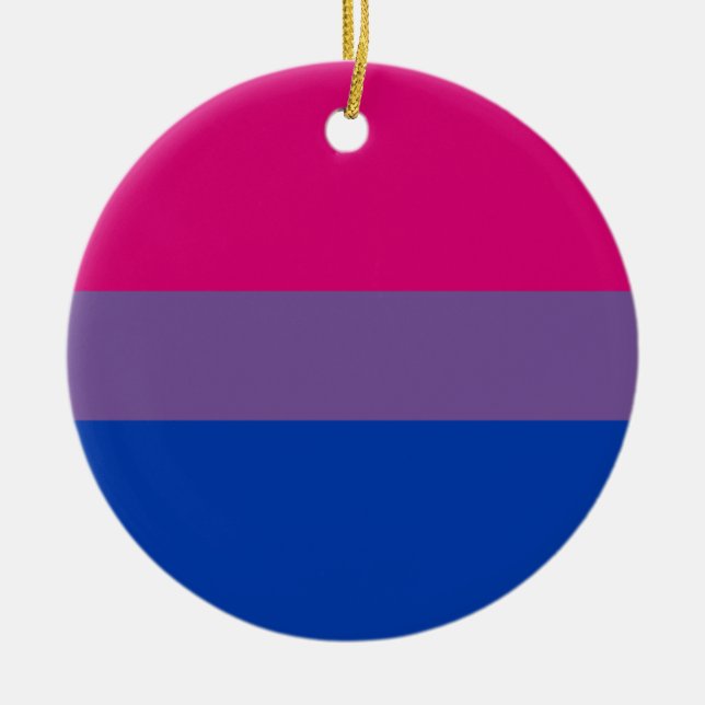 Bisexual Pride Flag Ceramic Tree Decoration (Front)