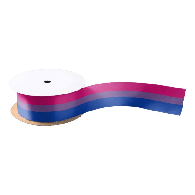 Bisexual Pride Flag Coloured Background Satin Ribbon (Spool)