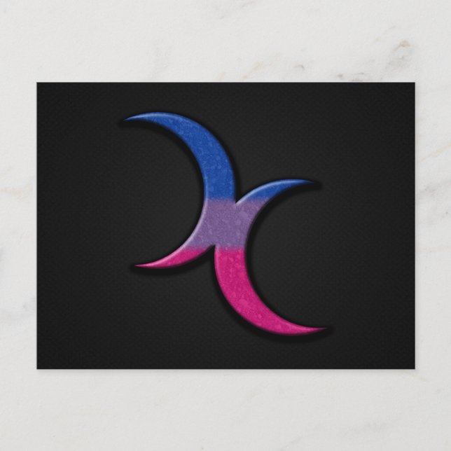 Bisexual Pride Flag Coloured Crescent Moons Symbol Postcard (Front)