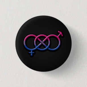 Bisexual Pride Flag Coloured Gender Knot Symbol 3 Cm Round Badge
