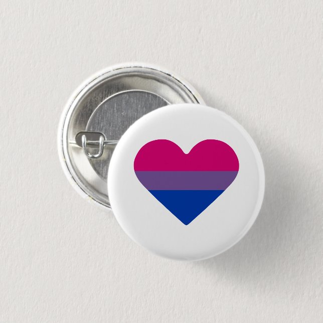 Bisexual Pride Flag Heart 3 Cm Round Badge (Front & Back)