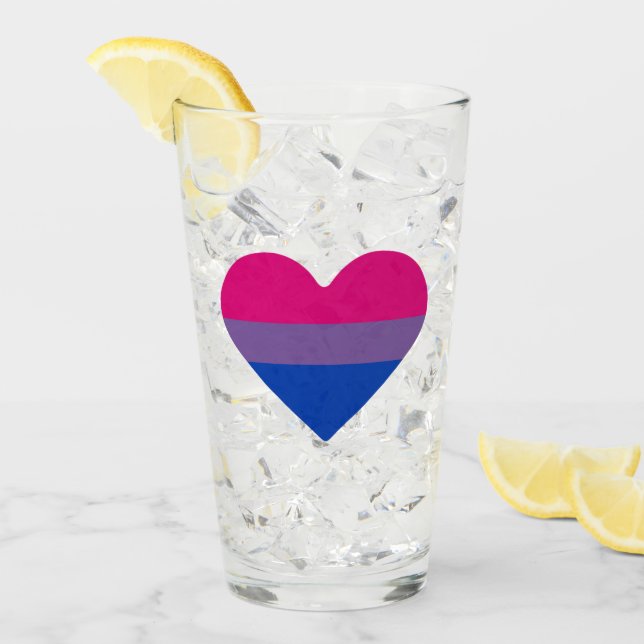 Bisexual Pride Flag Heart Glass (Front Ice)