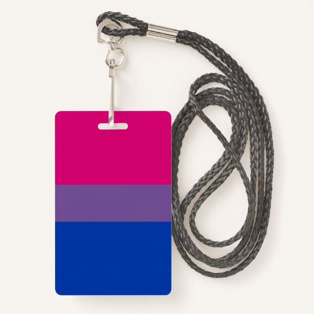 Bisexual Pride Flag ID Badge (Front with Lanyard)