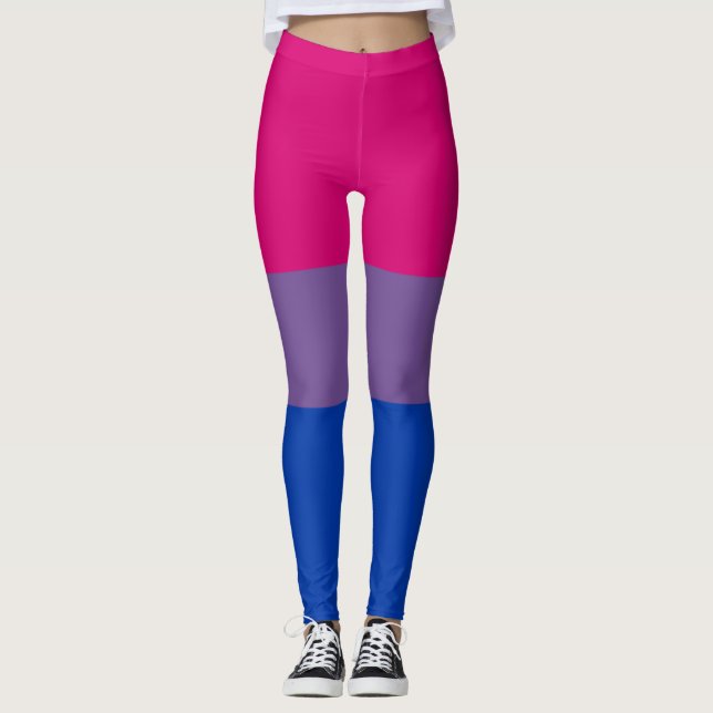 Bisexual Pride Flag LGBT Horizontal Stripe Leggings (Front)