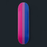 Bisexual Pride Flag Skateboard<br><div class="desc">This design features the bisexual pride flag, which was first designed by Michael Page in 1998. It was intended to give the bisexual community its own symbol comparable to the gay pride flag. In the flag, the pink is for same gender attraction, blue is for different gender attraction, and purple...</div>