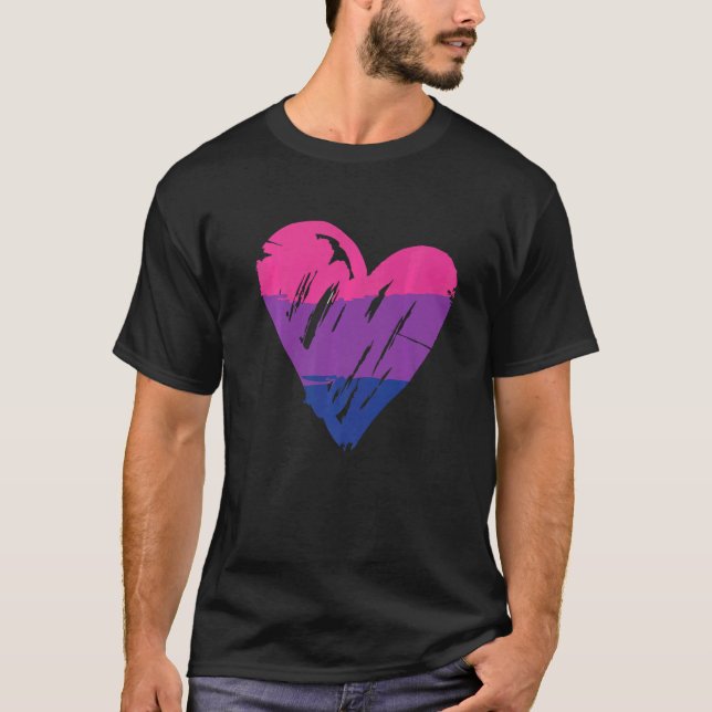 Bisexual Pride Heart Flag T-Shirt (Front)