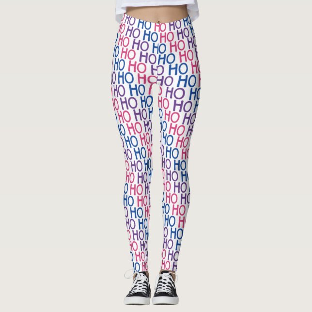 Bisexual Pride Ho Ho Ho Pattern Leggings (Front)