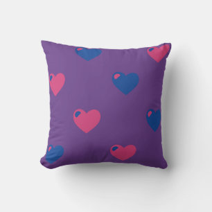 Bisexual Pride Large Hearts Throw Pillow