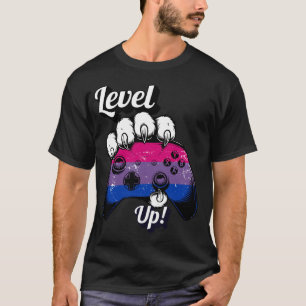 Bisexual Pride Level Up Tiger Paw Controller Shirt