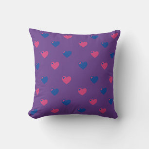 Bisexual Pride Medium Hearts Throw Pillow
