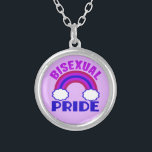 Bisexual Pride Silver Plated Necklace<br><div class="desc">Pretty purple,  maroon and blue bisexuality gift with the bisexual flag as a rainbow.</div>