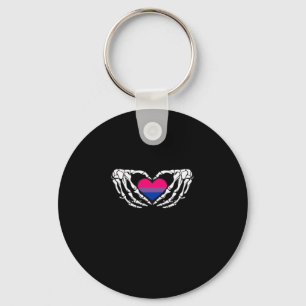 Bisexual Pride Skeleton Halloween Bi Goth Heart Cl Key Ring