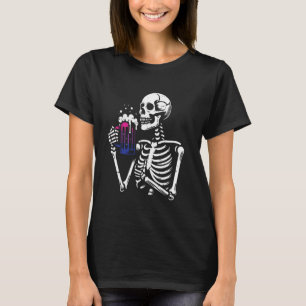 Bisexual Pride Skeleton LGBT-Q Ally Bi Flag Men Wo T-Shirt
