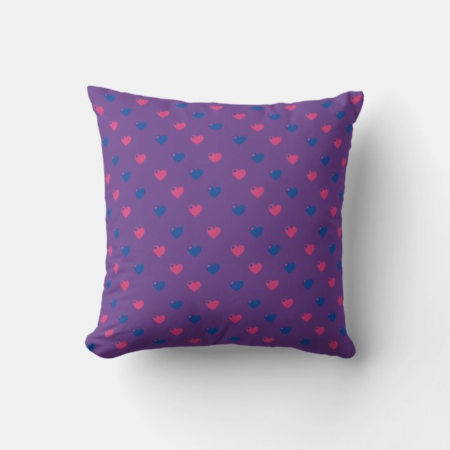 Bisexual Pride Small Hearts Throw Pillow (Front)