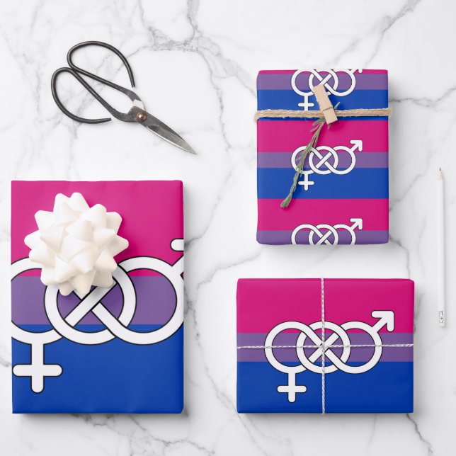 Bisexual Pride Symbol Flag Wrapping Paper Sheet (Front)
