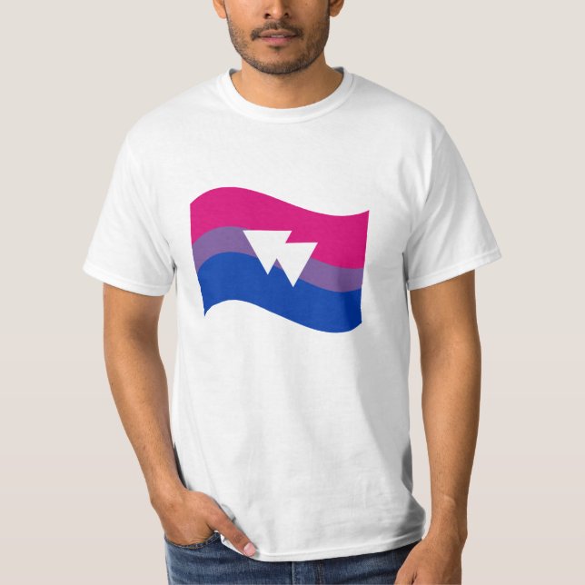 Bisexual Pride Symbol Wavy Flag T-Shirt (Front)