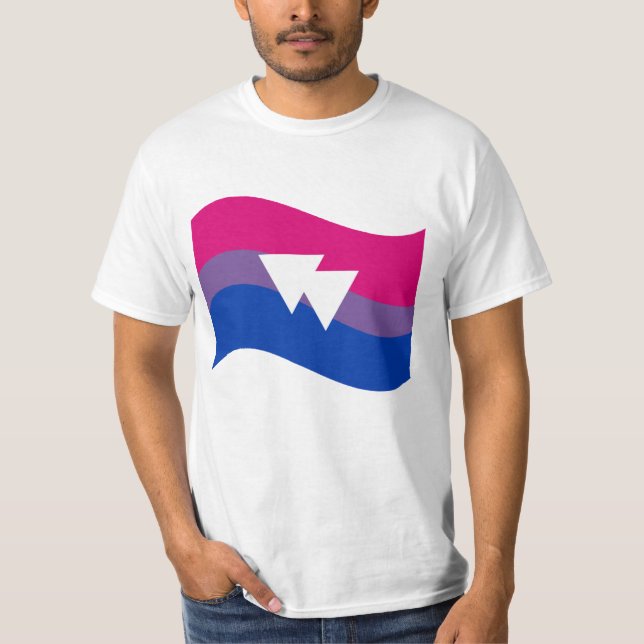 Bisexual Pride Symbol Wavy Flag T-Shirt (Front)