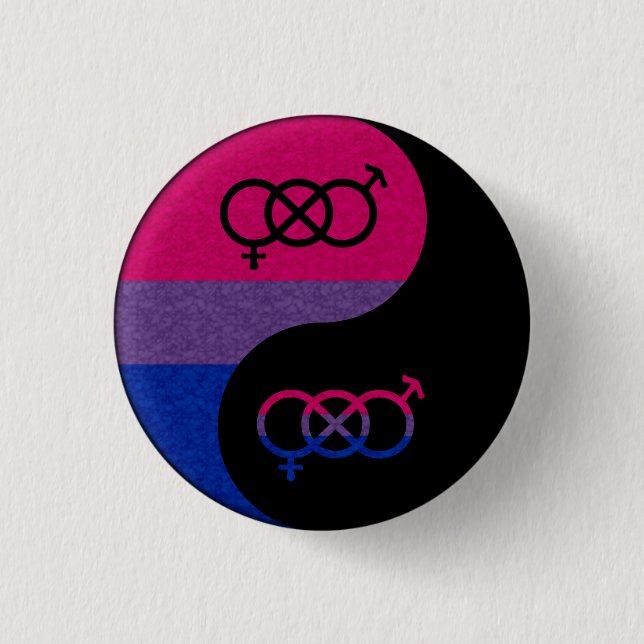 Bisexual Pride Yin and Yang Symbol in Pride Flag 3 Cm Round Badge (Front)