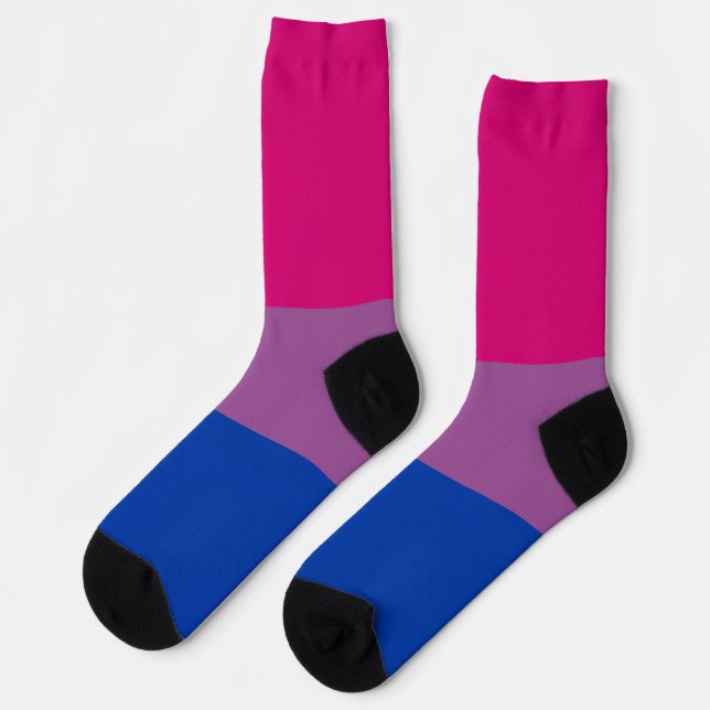 Bisexual Rainbow Fuchsia Purple Blue Striped LGBT Socks (Left)