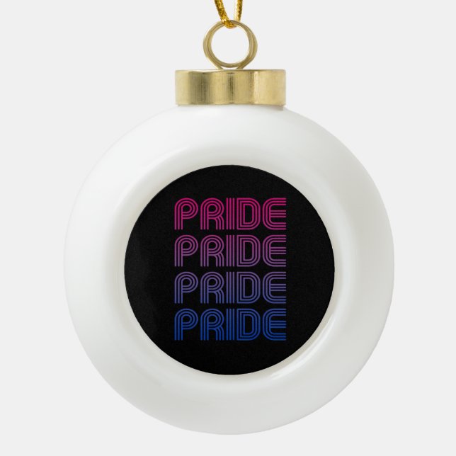Bisexual Retro Pride Ceramic Ball Christmas Ornament (Front)