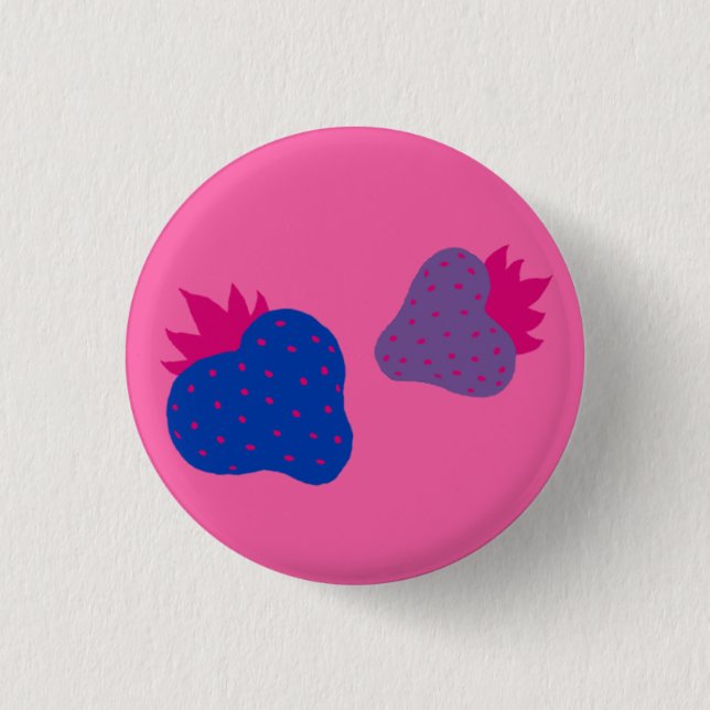 Bisexual Strawberries button (pink) (Front)