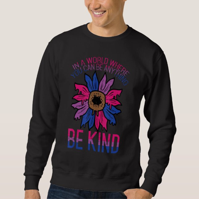 Bisexual Sunflower Be Kind Bi Pride Flag Lgbtq Wom Sweatshirt (Front)