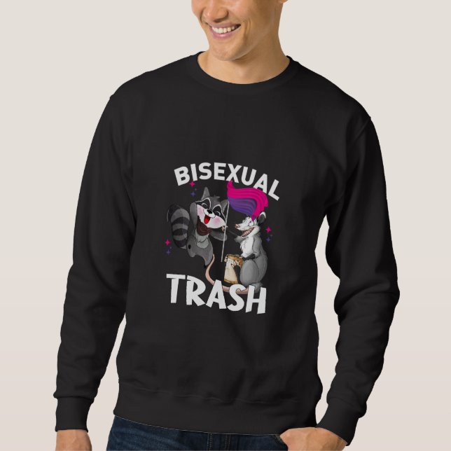 Bisexual Trash Gay Pride Rainbow LGBT Raccoon Poss Sweatshirt (Front)