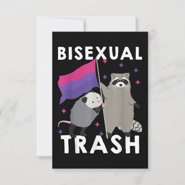 Bisexual Trash Gay Pride Rainbow LGBT Racoon Card (Front)