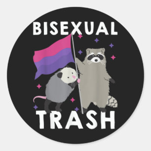 Bisexual Trash Gay Pride Rainbow LGBT Racoon Classic Round Sticker