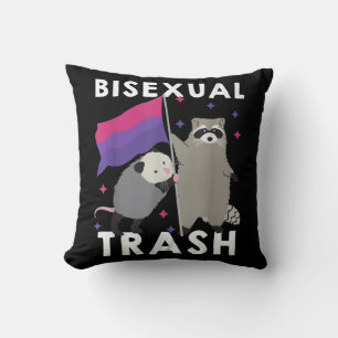 Bisexual Trash Gay Pride Rainbow LGBT Racoon Cushion