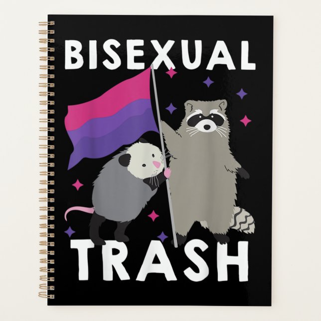 Bisexual Trash Gay Pride Rainbow LGBT Racoon Planner (Front)