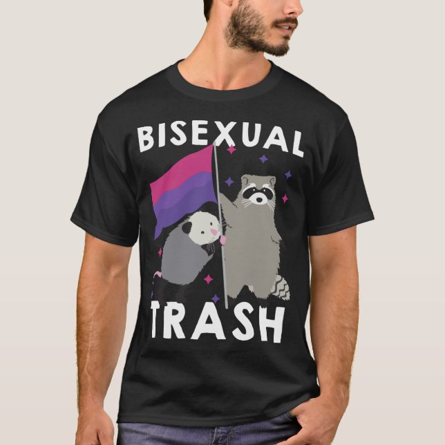 Bisexual Trash Gay Pride Rainbow LGBT Racoon Poss T-Shirt (Front)