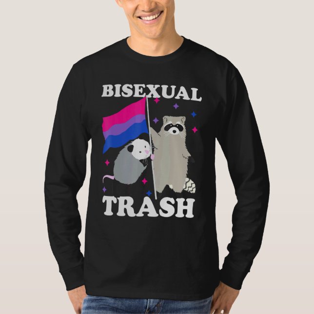 Bisexual Trash Gay Pride Rainbow Lgbt Racoon Poss T-Shirt (Front)