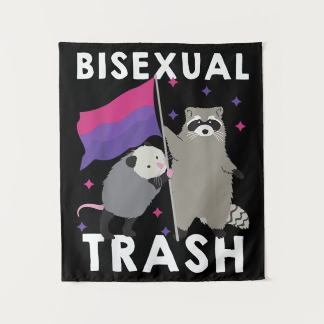 Bisexual Trash Gay Pride Rainbow LGBT Racoon Tapestry (Front)